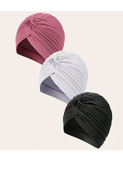 Buy 3 Piece Hat Under Hijab White And Black And Pink in Saudi Arabia