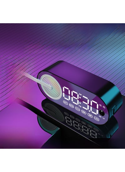 Buy Bluetooth Speaker Desk Clock Multifunction [Moyu Black] clock + human body induction + pluggable card + Bluetooth connection in UAE