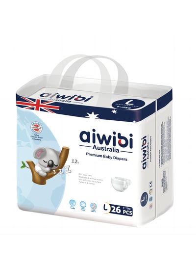 اشتري Aiwibi Premium Diapers Size L 9-12KG 26 Pieces في السعودية