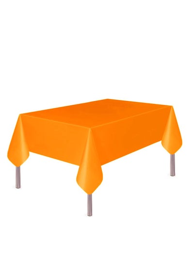 Buy Plastic Tablecloth for Rectangle Table 54" x 72" Disposable Table Cover for Bridal Shower Wedding Birthday Party Decorations (Orange) in UAE