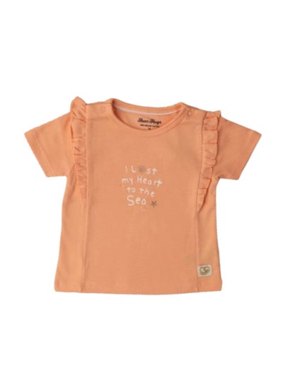 Buy Sheer Hugs Casual Half Sleeve Top for Girls, Plain Orange, 62 in UAE