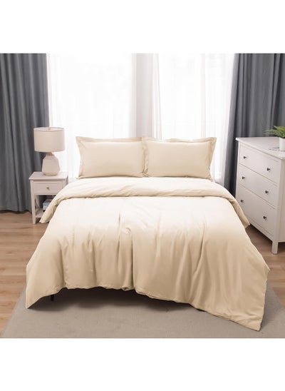 Buy Bedding Duvet Cover Double Size Set- 1Pieces Duvet Cover 170X220Cm / 2Pieces-Pillow Shams 50X75Cm (Ivory, Double) in UAE