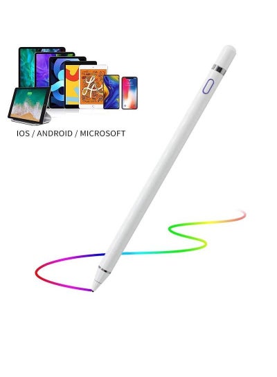 اشتري قلم ايباد ستايلس ذكي عالي التقنية لجهاز ايباد / تاب / ميدباد أبيض في السعودية