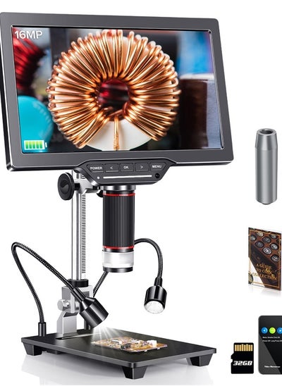 Buy 10" HDMI LCD Digital Microscope 1500X,Coin Microscope for Adults with 16MP Camera Sensor,Soldering Microscope with LED Lights Touch Control,TV/Windows/Mac Compatible,Gift with Coin Guidebook in UAE