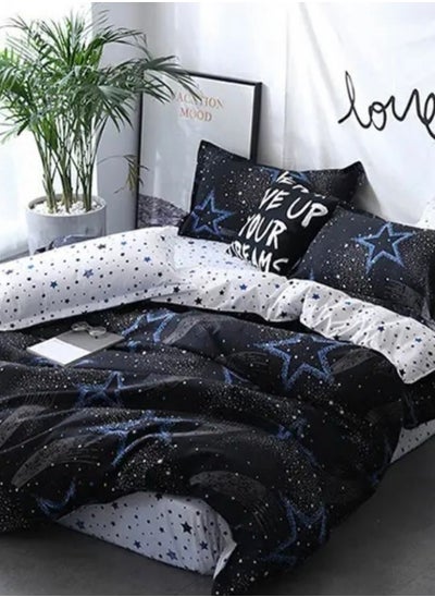 Buy Variance Sizes Star Pattern Duvet Cover Set Blue  Print Bedding Set Reversible style. in UAE