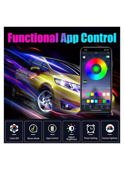 Buy Car Led Strip Lights, 16 Million Colors Rgb Interior with Music Mode, App Control and Timer Setting Ambient Lighting Kit, Scenes Optiongs Color Diy Fits All Cars in Saudi Arabia