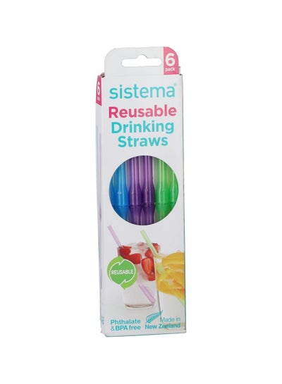 Buy Sistema 6-Piece Reusable Straw Multicolor in Saudi Arabia