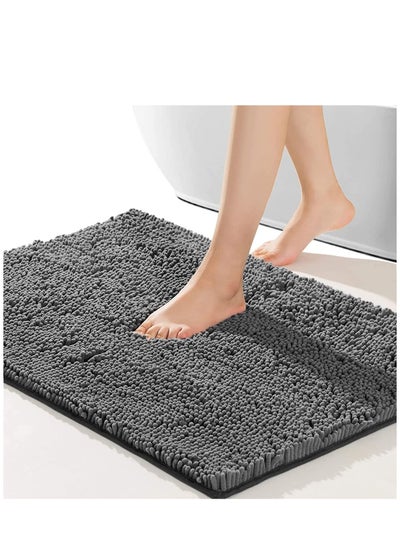 Buy Non-Slip Fluffy Soft Plush Microfiber Washable Quick Dry Ultra Bath Mats For Tub Bathroom Rugs Bath Mat in UAE