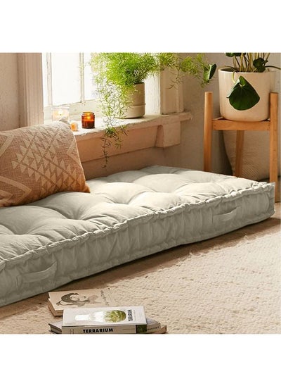 Buy Rectangular Daybed Floor Cushion Velvet 72×24×5 cm - Beige in Saudi Arabia