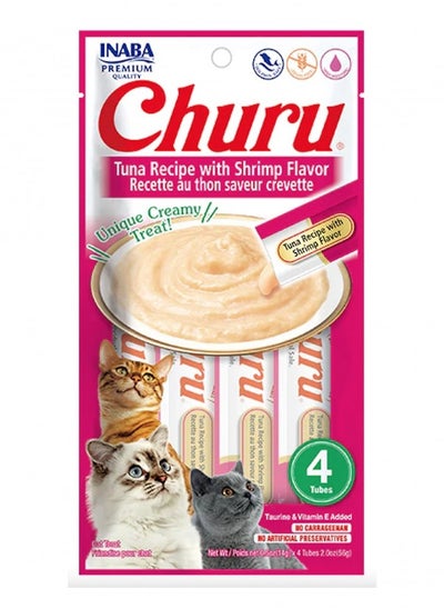 Buy Churu tuna with shrimp flavor treats for cats, 4×14g in Saudi Arabia