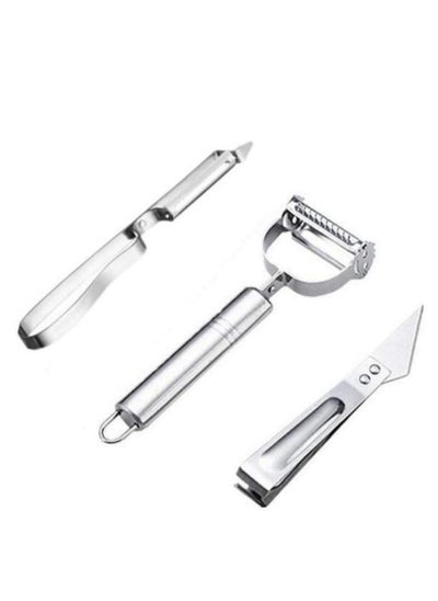 Buy Peeler 3PCS Set Stainless Steel Melon and Fruit Shaving Knife Three-Piece Grater Multi-Function in UAE