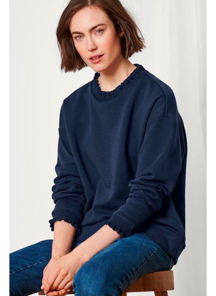 Buy Women Mock Neck Long Sleeves Plain Sweatshirts, Navy in UAE