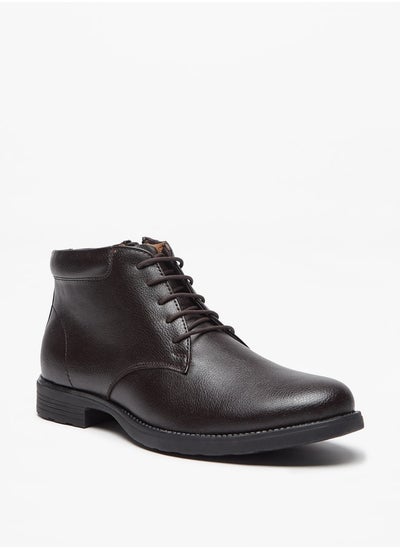 Buy Men Solid Chukka Boots with Zip Closure in Saudi Arabia