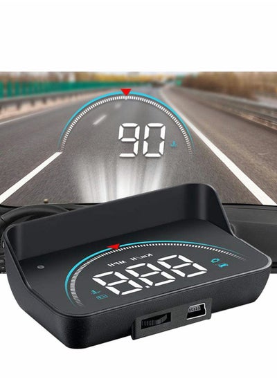 اشتري HUD Display lesgos Vehicle Speedometer Head Up Display with Hood Speed Warning HUD Projector for Cars and Trucks with OBD II or EUOBD في الامارات