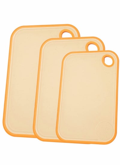 Buy Cutting Board for Kitchen(Set of 3), Wheat straw PP material Chopping Boards-BPA Free Mats, Dishwasher Safe, Juice Grooves Non-Slip Design in Saudi Arabia