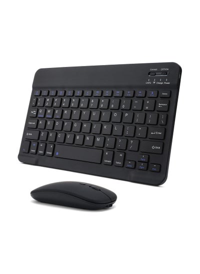 اشتري Rechargeable Bluetooth Keyboard and Mouse Combo Ultra-Slim Portable Compact Wireless Mouse Keyboard Set for Android Windows Tablet Cell Phone iPhone iPad Pro Air Mini, في الامارات