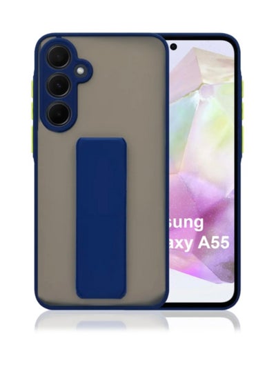 Buy Case Cover For Samsung Galaxy A55 - With Raised Edges To Protect The Camera - With Magnetic Hand Grip 3 in 1 Blue in Saudi Arabia