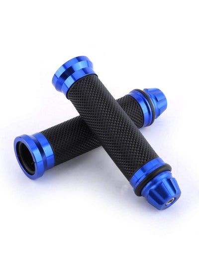 اشتري SYOSI Motorcycle Hand Grips, CNC Aluminum Alloy Handlebar with Rubber Cover 7/8'' 22mm Motorcycle Handlebar Grips for Bicycle & Motorcycle (Blue) في الامارات