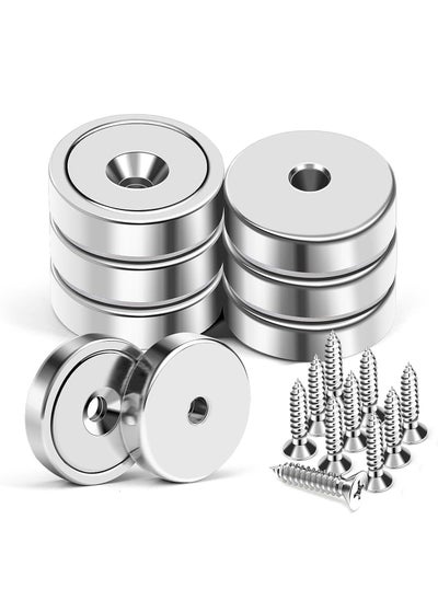 Buy Powerful Neodymium Magnets 6 Packs Waterproof Strong Magnets with Hole 70lbs Force Neodymium Cup Magnets 32mm with Countersunk Hole and Steel Capsule Pot Magnet with Screws in UAE