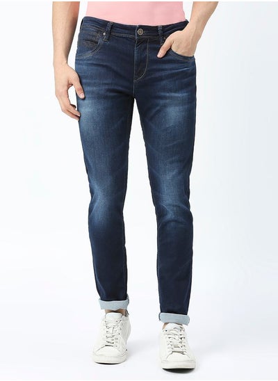 Buy Mid Rise Low Fade Jeans with Button Closure in Saudi Arabia