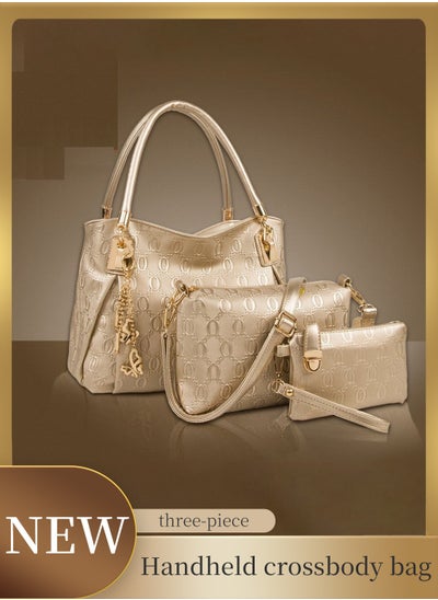 اشتري 3-piece Vintage Fashion Embossed Single Shoulder Bag Crossbody Handbag في السعودية