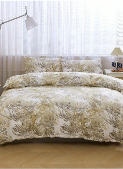 Buy 6 pieces, duvet cover set, golden leaf design. in UAE