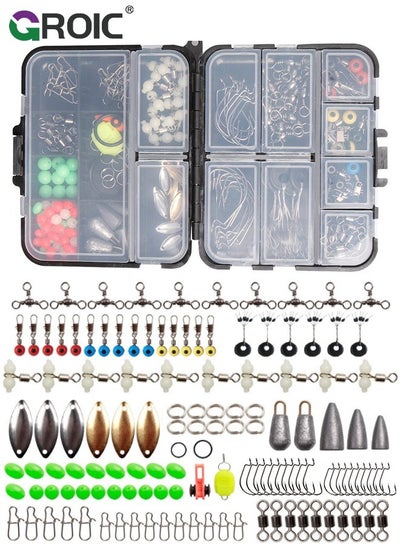 اشتري 183Pcs Marine Fishing Terminal Tackle kit, Hooks Weights Terminal Tackle and Fishing Accessories kit, surf Fishing Weights and Gear, Adjustable ECO Fishing Weights sinkers, Saltwater or Freshwater في السعودية