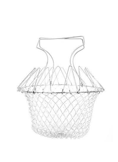 Buy Stainless Steel Foldable Deep Fry Basket Silver in UAE