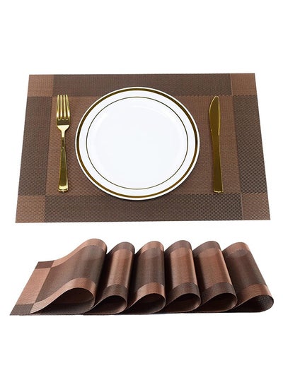 Buy Placemats Set of 6 Heat Resistant Table Mats 45*30cm Placemats Washable Placemats for Kitchen Dining Table Non-Slip PVC Table Mats Place Mats for Dining Table, Woven Vinyl Dinner Mats in Saudi Arabia