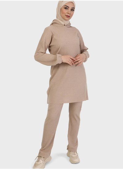 Buy Hooded Ribbed Top in UAE