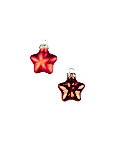 اشتري Gulf Flowers Glass Christmas Decoration Star – 9 Pcs, Red Ornament for Tree & Holiday Decoration في الامارات