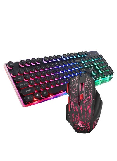 اشتري Wired Ergonomic Gaming Keyboard And Mouse Set Multicolour في الامارات