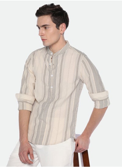 Buy Khaki Casual Shirt for Men, 100% Cotton, Slim Fit in Saudi Arabia