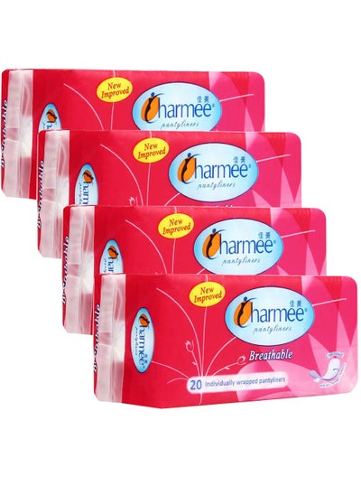 Buy Charmee Pantyliners Breathable Unscented 4x20's (80 Pantyliners) in UAE