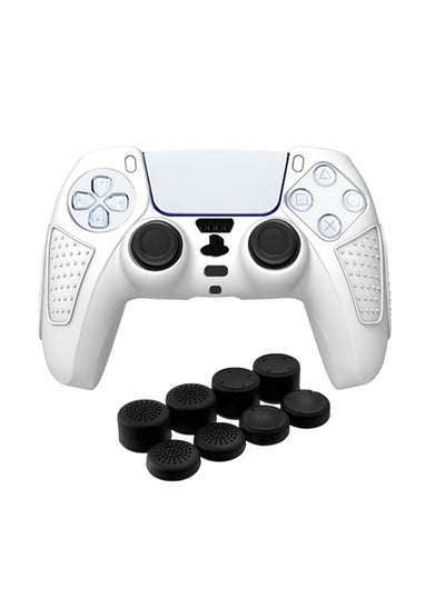 Buy PS5 Controller Skin Case Soft Flat Anti-Slip Silicone Protective Cover for PlayStation 5 Controller, with 8 Raised Thumb Grip Caps (Clear) in UAE