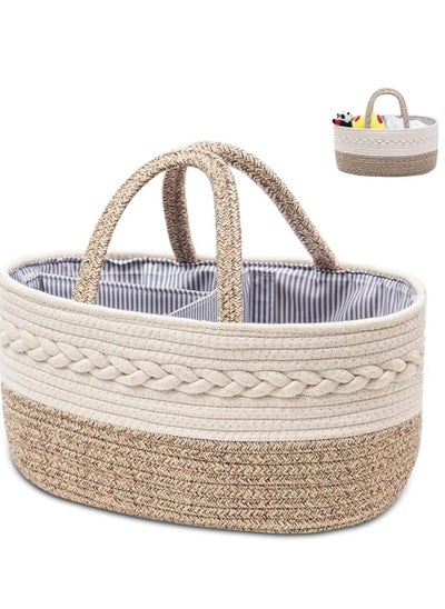 Buy Baby Diaper Caddy Organizer, Woven Rope Cotton Nursery Storage Basket in UAE