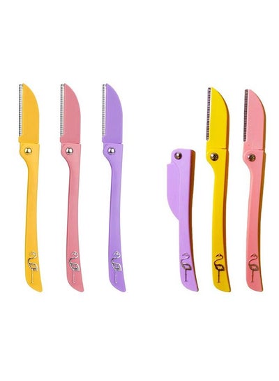 Buy 6-Piece Face Razor Set Yellow/Pink/Purple 15.3cm in UAE