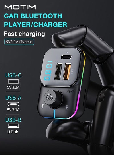 LENCENT Bluetooth FM Transmitter Wireless Radio Adapter Car Kit with Dual  USB Charging Car Charger MP3 Player Support TF Card
