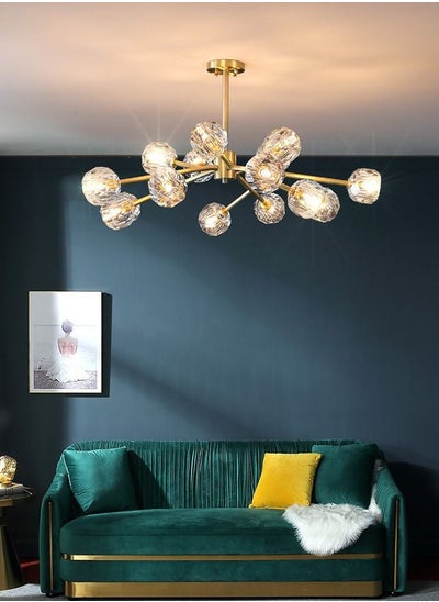 Buy Gold Modern Chandelier Sputnik Chandelier With Crystal Flowers Contemporary Dandelion Pendant Light Fixture in Saudi Arabia