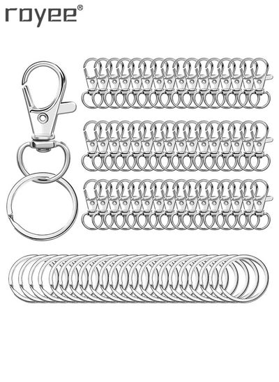 اشتري 100PCS Premium Swivel Snap Hooks with Key Rings,Metal Lanyard Keychain Hooks Lobster Clasps for Key Jewelry DIY Crafts 1.25inches/32mm(50 Pcs Lanyard Snap Hooks+50 Pcs Key Rings) في السعودية