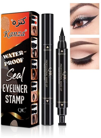 Buy Waterproof Makeup Eyeliner Pen (Black) Double Ended Eye Liner Stamp Eye Makeup Double End Seal Waterproof & Long-Lasting Eyeliner Stamp for Home and Salon Use in UAE
