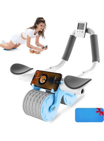 Buy Tiokkss Automatic Rebound Ab Abdominal Exercise Roller Wheel, with Elbow Support and Timer, Abs Roller Wheel Core Exercise Equipment, for Men Women (Blue) in Saudi Arabia