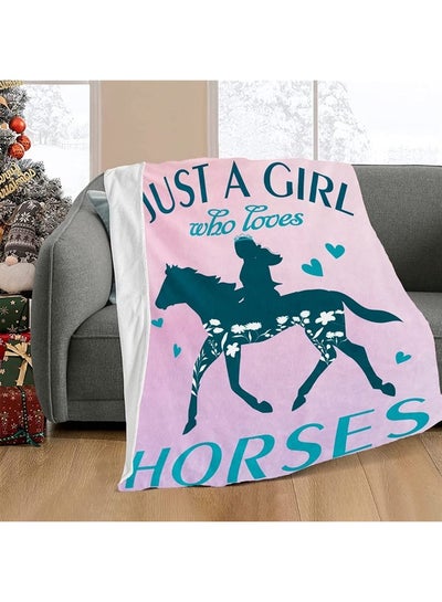 اشتري Just A Girl Who Loves Horses Blankets, Horse Blanket for Girls, Super Soft Warm Cozy Fleece Plush Bedding ​Blanket, Horse Gifts for Women Kids Adults Lovers Couch Sofa, 50x60 Inch في الامارات