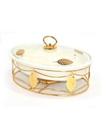 Buy Large oval serving dish with a golden stand in Saudi Arabia