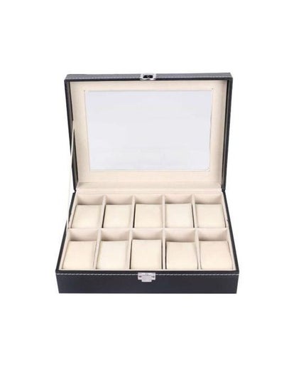 Buy 10-Slot Watch Bracelet Wood Storage Box with Claret Spray Paint and Glass Plate Window in UAE