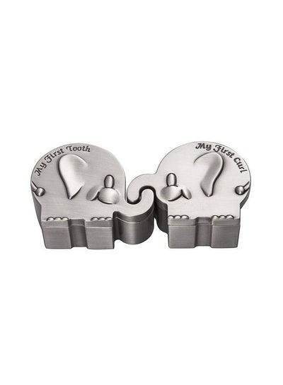 اشتري Kids First Curl And Fairy Tooth Keepsake Box Christening Gift Keepsake Tin For Newborn Gift Shower Metallic Engraved Elephant Shape (2.4 X 1.6 X 1.2 Inches) في الامارات