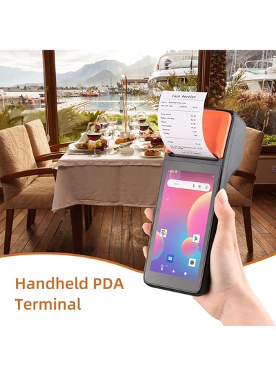 Buy Handheld 3G POS Receipt Printer Android 8.1 1D/2D Barcode Scanner PDA Terminal Support 3G WiFi BT Communication with 5.0 Inch Touchscreen 58mm Width Thermal Label Printing for Supermarket (PDA) in Saudi Arabia