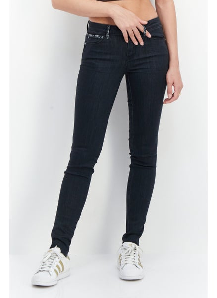 اشتري Women Skinny Fit Solid Stretchable Denim Jeans, Night Black في الامارات