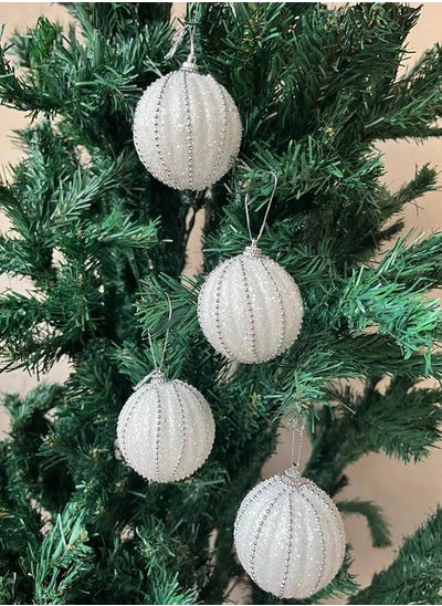 Buy 4-Piece Christmas Balls Set 6 Cm White in Egypt