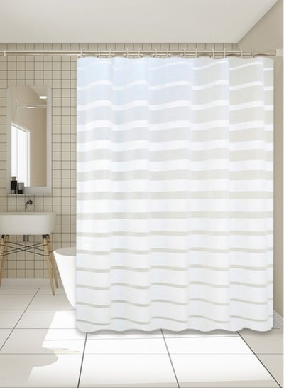 Buy 1-Piece Bathroom Shower Curtain Waterproof Printing Shower Curtain PE White 180x180 Centimeter in UAE